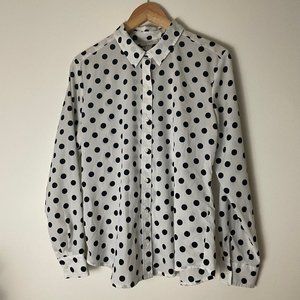 LOFT polka dot button-up collared shirt M